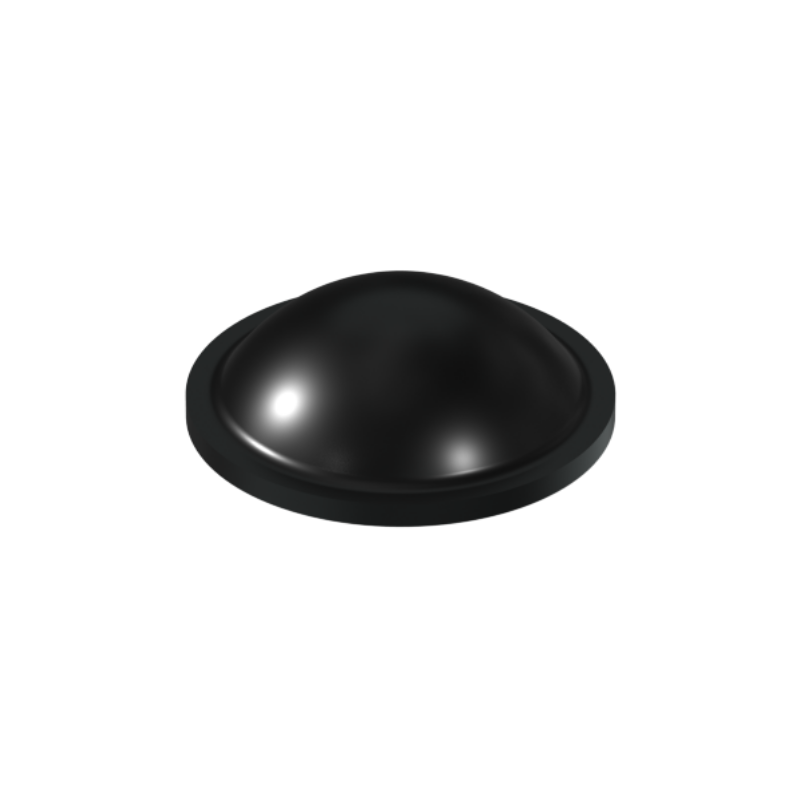 Black PD2010 self-adhesive domed bumper measuring 10 mm x 3.1 mm