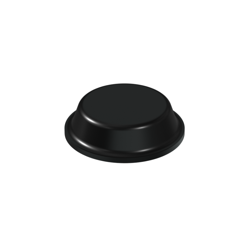 Black PD2125 self-adhesive flat topped bumper measuring 12.7 mm x 3.5 mm