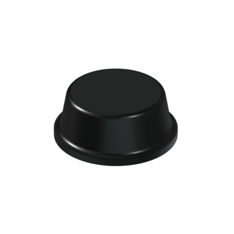 Black PD2014 self-adhesive flat topped bumper measuring 14 mm x 4.5 mm