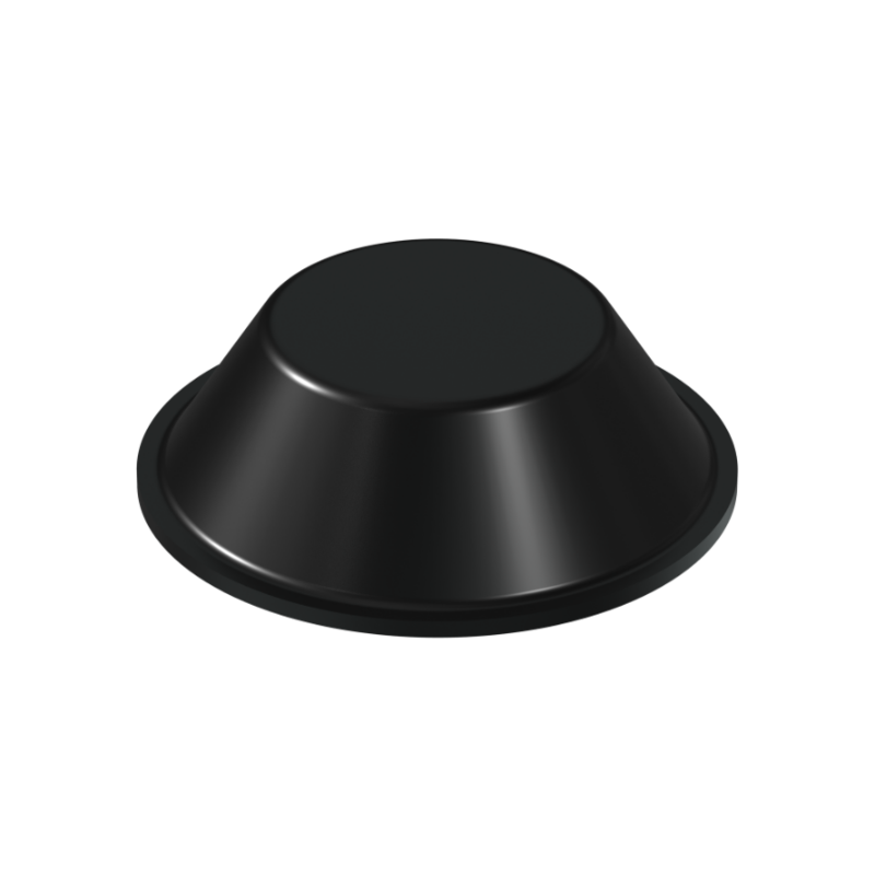 Black PD2019 self-adhesive flat topped bumper measuring 19 mm x 6 mm
