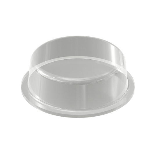 Clear PD2020 self-adhesive flat topped bumper measuring 20 mm x 6.2 mm