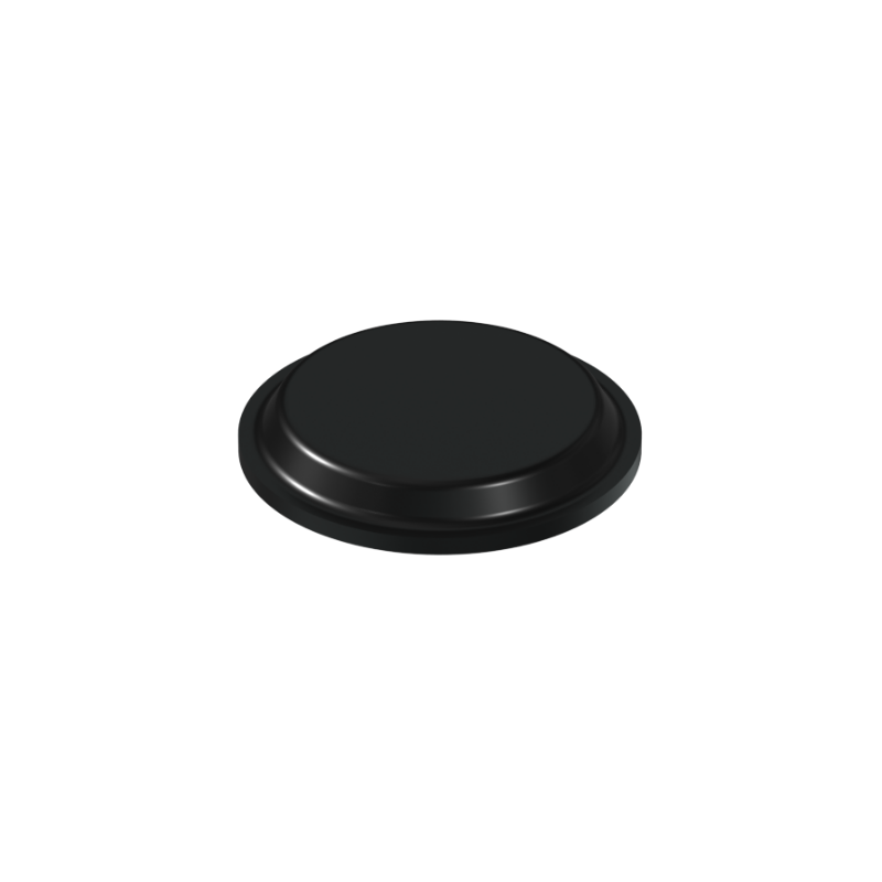 Black PD2122 self-adhesive flat topped bumper measuring 12.7 mm x 1.8 mm