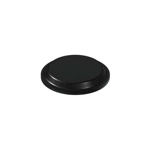 Black PD2122 self-adhesive flat topped bumper measuring 12.7 mm x 1.8 mm