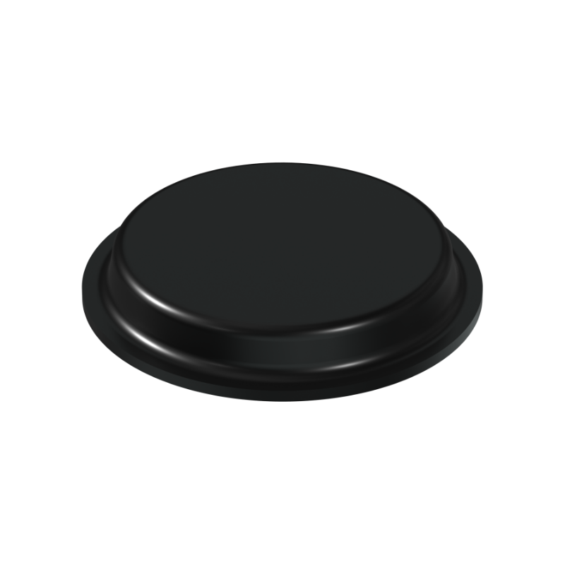 Black PD2204 self-adhesive flat topped bumper measuring 19.7 mm x 3.5 mm