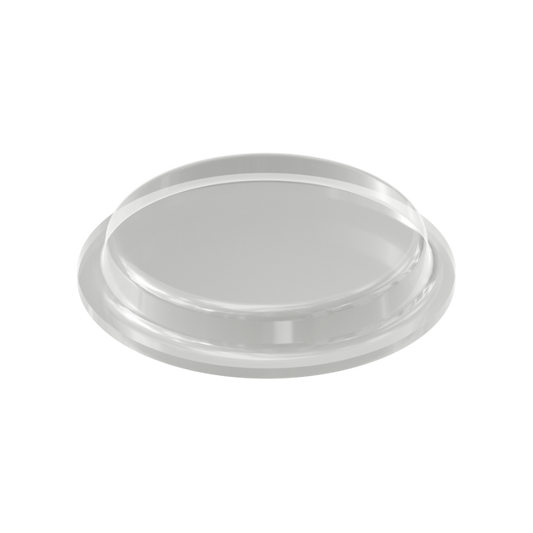 Clear PD2204 self-adhesive flat topped bumper measuring 19.7 mm x 3.5 mm